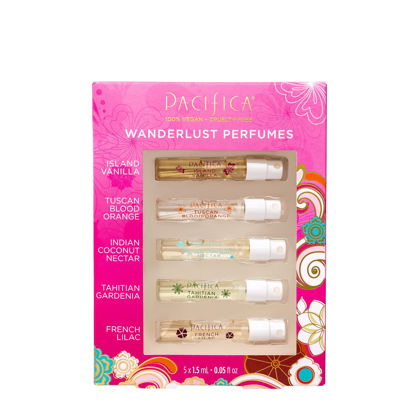 Picture of Pacifica Beauty, Wanderlust Spray Perfume Trial Set, Featuring Island Vanilla Mini, 5 Scents, Fragrance Sampler Gift Set, Natural + Essential Oils, Clean, Vegan + Cruelty Free
