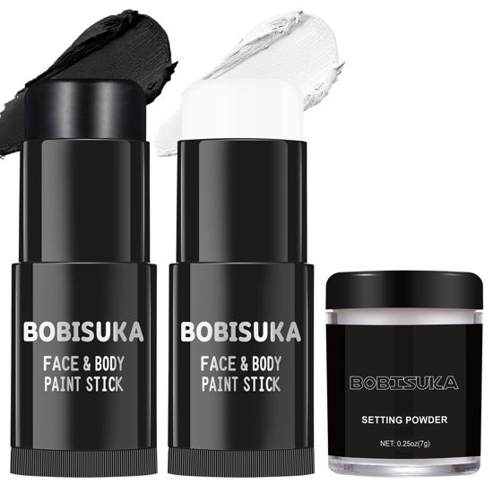 BOBISUKA Black Face Paint, Blendable Cream Body Painting Kit, Eye