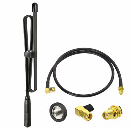 Picture of Bingfu Dual Band VHF UHF 136-520MHz 18.5 inch Foldable CS Tactical SMA Female Ham Radio Antenna with 3 feet Extension Relocation Cable for Kenwood Baofeng BF-F8HP UV-5R UV-82 BF-888S GT-3 Ham Radio