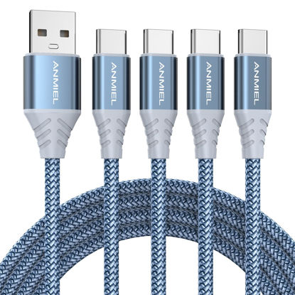 Picture of ANMIEL USB C Cable 4pack 10ft 3.1A Fast Charging Cable USB Type C Charger Cord Nylon Braided Compatible with Samsung Galaxy A10e A20 A50 A51 A71,S10 S9 S8 Plus S10E,Note 20 10 9 8,Moto G7 G8