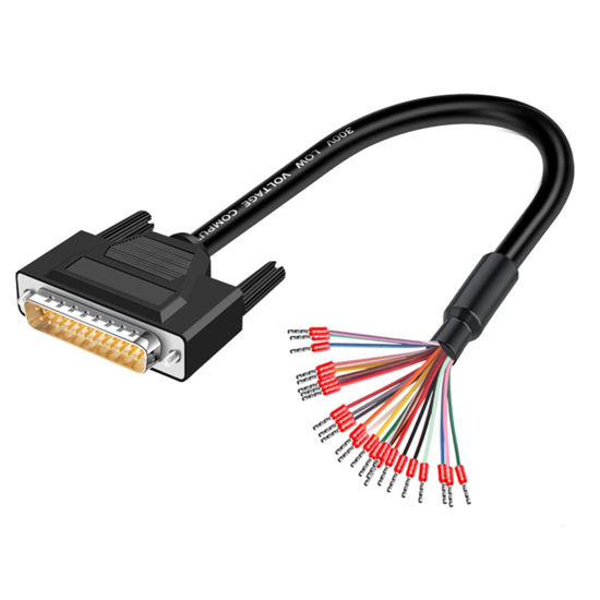 Picture of ANMBEST DB25 Male Solderless Breakout Connector with 5Ft 26AWG Replacement Cable, Plastic Shell RS232 D-SUB Serial to 25-Pin Port Terminal Male Adapter Connector Breakout Board