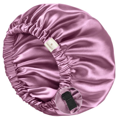 Picture of YANIBEST Silk Bonnet for Sleeping Satin Bonnet Hair Bonnets for Black Women and Men Double Layer Ajustable Bonnet for Curly Braids Hair