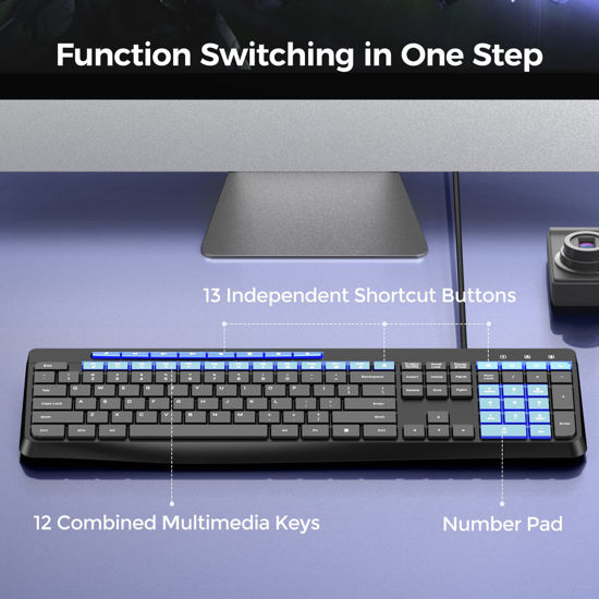 Getuscart- Wired Keyboard,quiet Keyboard,multimedia Usb Computer 