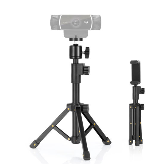 Picture of BILIONE Webcam Tripod Stand, Adjustable Small Desktop Stand for Webcam, Phone, Camera | Desk Tripod Holder for Logitech Webcam C922 C920S C920 C930e C615 C960 Brio and Other Devices with 1/4" Thread