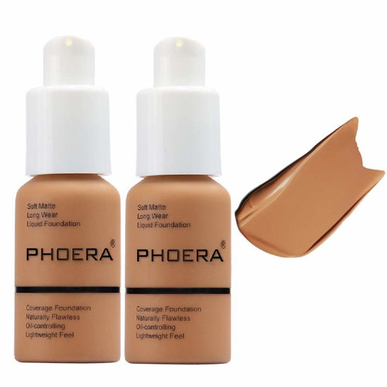 Picture of 2Pack PHOERA Foundation,Full Coverage Foundation, Concealer Foundation Full Coverage Flawless New 30ml PHOERA 24HR Matte Oil Control Concealer(108 - Tan)