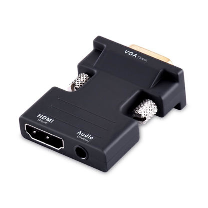 Picture of Tendak Active 1080P Female HDMI to VGA Male Converter Adapter Dongle with 3.5mm Stereo Audio Portable HDMI Connector for Laptop PC PS3 Xbox STB Blu-ray DVD TV Stick