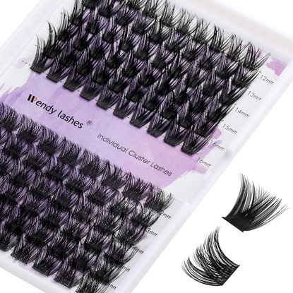 Picture of Lash Clusters Individual Lashes C/D Curl Cluster Lash Extensions Wide-stem Eyelashes Cluster 12-16mm Thin Band Cluster Lashes Soft and Wispy Clusters Eyelashes Extensions Comfortable Matte Black Lash Clusters (Shrubs/Bouquet-0.07D, 12-16mm Mixed)