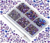 Picture of Bymitel 5000 Pieces 6 Mixed Sizes Glue Fix on  Glass Rhinestones Round Crystal Gems Flatback for DIY Jewelry Making with one Picking Pen(6-Sizes 5000PCS, Purple Velvet)