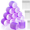 Picture of Jumbo Hair Curlers Rollers, 24Pcs Set with 12 Hair Curlers Self Grip Holding Rollers and 12 Stainless Steel Duckbill Clips for Long Medium Short Thick Fine Thin Hair Bangs Volume (Purple)