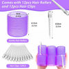 Picture of Jumbo Hair Curlers Rollers, 24Pcs Set with 12 Hair Curlers Self Grip Holding Rollers and 12 Stainless Steel Duckbill Clips for Long Medium Short Thick Fine Thin Hair Bangs Volume (Purple)