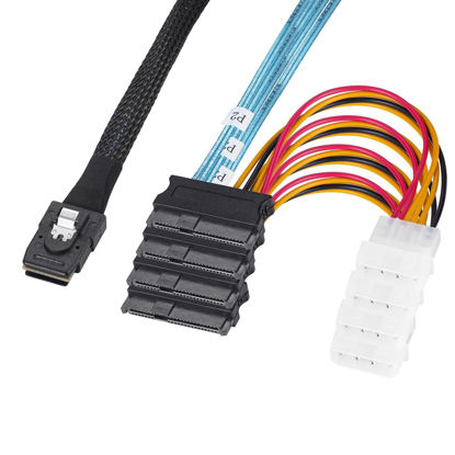 Picture of Heretom Internal Mini SAS SFF-8087 to (4) 29pin SFF-8482 connectors with SATA Power, 1M / 3.3FT