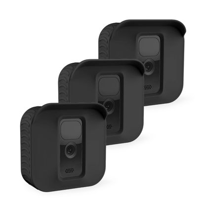 Picture of MOSISO Silicone Skin Cover Compatible with Blink Outdoor Camera, 3 Pack Weather Proof Outdoor Camera Protective Silicon Case Cover for Indoor Outdoor Home Security Camera, Black