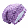 Picture of Silk Satin Lined Bonnet Sleep Cap - Adjustable Stay on All Night Hair Wrap Cover Slouchy Beanie for Curly Hair Protection for Women and Men - Heather Purple