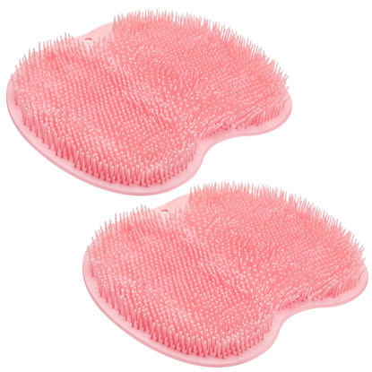 Picture of Shower Foot Scrubber Mat Back Washer Back Exfoliating Bath Wash Pad Wall Mounted Slip Suction Cups Foot Scrubber for Use in Shower Cups Foot Cleaner for Men and Women