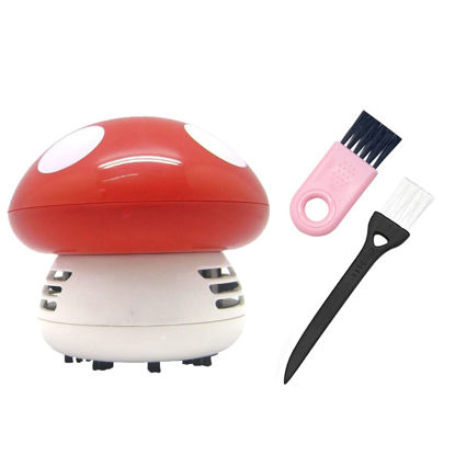 Picture of Mini Desktop Vacuum, Cute Vacuum Cleaner, Portable Desk Dust Cleaner Mini Table Dust Vaccum Cleaner,Cordless Battery Operated for Cleaning Dust,Crumbs,Scraps for Laptop,Computer,Car (Red mushroom)