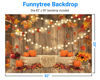 Picture of Funnytree 7x5FT Fall Pumpkin Photography Backdrop Autumn Thanksgiving Harvest Hay Leaves Wooden Background Sunflower Maple Baby Shower Banner Decoration Party Supplies Photo Booth Prop