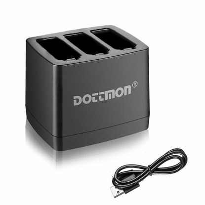 Picture of DOTTMON Triple Battery Charger with LED Indicator, Storage Carrying Case for GoPro Hero 8 Hero 7 Black Hero 6 Hero 5 Black Batteries, Fully Compatible with Go Pro Battery