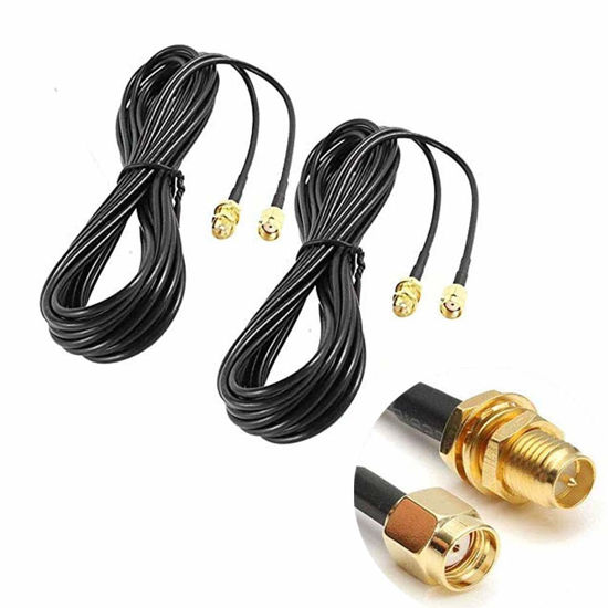 Picture of CORONIR 3M 10ft RP-SMA Coaxial Extension Cable Male to Female Connector for Wireless LAN Router Bridge & Other External Antenna Equipment-2Pack