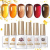 Picture of Born Pretty Jelly Gel Nail Polish Fall Winter Crystal Transparent Gel Polish Set Translucent Sheer Clear Gel Polish Red Coral Burnt Orange Grey Amber Brown 6 Colors Gift Collection Manicure Kit