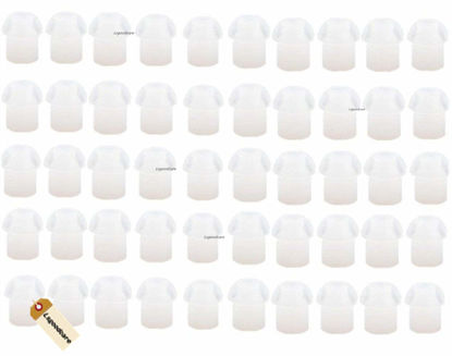 Picture of Lsgoodcare 50Pack White Silicone Rubber Replacement Mushroom EarTips Earbud Compatible for Motorola Kenwood Icom Yaesu Baofeng HYT Midland Cobra Radio Surveillance Acoustic Tube Earpiece Headset