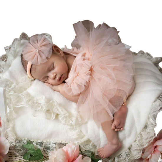 Picture of Ylsteed Newborn photography Outfits Girl Newborn Photography Props Lace Romper with Tulle Skirt and Handmade Headband Newborn Infant Photo shoot Outfits Girls Photo Props