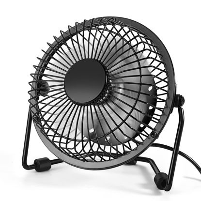 Picture of AMKEN Small Desk Fan, Portable USB Desktop Table Cooling Metal Mini Fan Powered by USB, High-Velocity Wind, Quiet Operation, for Home Office Car, Outdoor Travel Personal