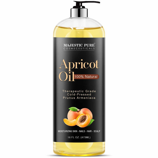 Picture of MAJESTIC PURE Apricot Oil, 100% Pure and Natural, Cold-Pressed, Apricot Kernel Oil, Moisturizing, for Skin Care, Massage, Hair Care, and to Dilute Essential Oils, 16 fl oz