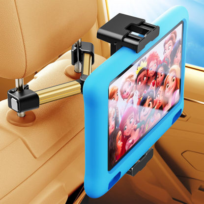 Picture of TAZENI Tablet Holder for Car Mount Backseat Thick Case Friendly Headrest Tablet Car Holder Mount - Car Tablet Holder Back Seat Car Travel Road Trip Essentials Kids - Gold