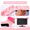 Picture of Hoteam 2 Pcs Computer Monitor Cover with Cat Ear Furry Elastic Monitor Dust Cover Pink Desk Accessories Dustproof Cover Kawaii Decor for PC TV Laptop LCD Screen (27 - 34 Inch)