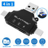 Picture of 4 in 1 SD Card Reader for iPhone ipad Android Mac PC Camera,Micro SD Card Reader Adapter Portable Memory Card Reader Trail Camera Viewer Compatible with SD and TF Card