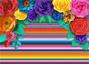 Picture of Mexican Theme Party Striped Backdrop Fiesta Cinco De Mayo Paper Flowers Background Party Decoration for Cake Table Decor Photo Booth 7X5FT 071