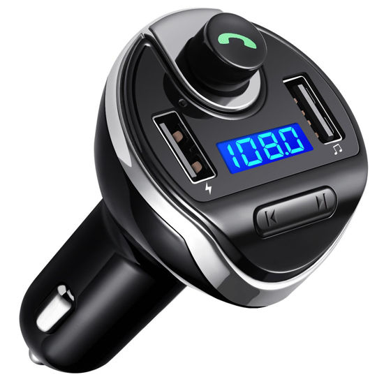 Picture of Criacr (Upgraded Version) Bluetooth FM Transmitter for Car, Wireless FM Radio Transmitter Adapter Car Kit, Dual USB Charging Ports, Hands Free Calling, U Disk, TF Card MP3 Music Player