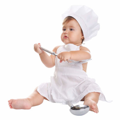 Picture of WinDoo Newborn Baby Photography Prop Baby Chef Outfits Chef hat Apron Set Infant Baby chef costume, White, For 7-18 months