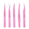 Picture of LANKIZ Eyelash Extension Tweezers Set 5 PCS for Volume Lash Extensions Stainless Steel Eyelash Tweezers for Extensions-Pink