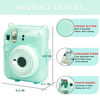 Picture of CAIYOULE Clear Case for Fujifilm Instax Mini 12 Instant Camera, Fuji Instax 12 Glitter Case with Newly Upgraded Photo Storage Pocket and Cute Shoulder Strap - Glitter Green