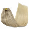 Picture of GOO GOO Human Hair Extensions Clip in Natural Ombre Ash Blonde to Golden Blonde and Platinum Blonde Remy Clip in Hair Extensions Straight Long 22 Inch 120g