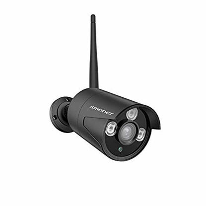 Picture of Wireless 1080P IP Camera,SMONET Mega 1.3 HD CCTV Camera, Outdoor/Indoor Bullet Camera with Fixed 4mm or 3.6mm Lens,65Ft Night Vision,3pcs Array LED Light w/Bracket, Black,No Power Supply