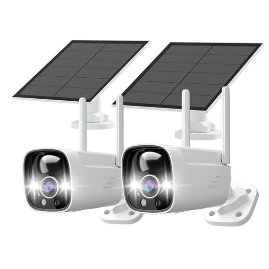 Picture of Rraycom 3MP Solar Security Cameras Wireless Outdoor, Solar Powered WiFi System Surveillance Camera with Color Night Vision, No Monthly Fee, 2 Way Talk, Spotlight & Siren, IP65, Compatible with Alexa