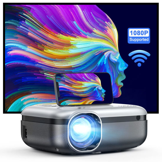 GetUSCart- Outdoor Projector with WiFi, 1080P Full HD Supported Portable  Projector 8000L Movie Projector Home Theater Compatible with TV Stick HDMI  USB AV Smartphone Laptops