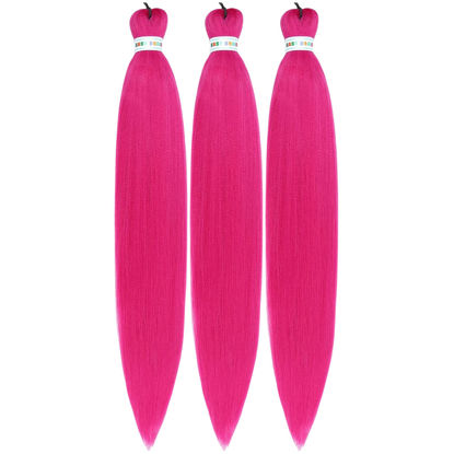 Picture of Dark Pink Pre streched Braiding Hair Easy to Use Pre feathered Braiding Hair 30inch Braids Hair