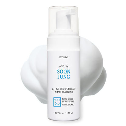 Picture of ETUDE SoonJung pH 6.5 Whip Facial Cleanser 5.1 fl. oz. (150ml) 21AD | Soft Bubble Fragrance-Free Low-pH Korean Hydrating Cleansing Wash for Sensitive Skin | K-Beauty | Vegan