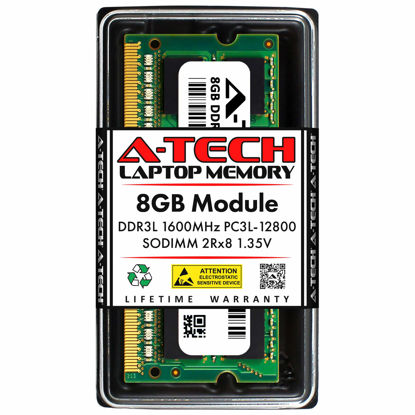 Picture of A-Tech 8GB DDR3/DDR3L 1600MHz PC3L-12800 (PC3-12800) CL11 SODIMM 2Rx8 1.35V 204-Pin Non-ECC SO-DIMM Laptop, Notebook RAM Memory Module