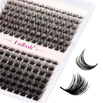 Picture of Lash Clusters DIY Eyelash Extensions 175 Clusters Lashes D Curl 0.07 Natural Individual Lash Extensions Mixed Tray False Eyelashes Soft & Strong Thin Band DIY at Home (F26+F27-0.07D, 8-16mm)