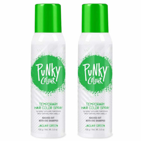 Picture of Punky Temporary Hair Color Spray, Jaguar Green, Non-Sticky, Non-Damaging Hair Dye Instant Vivid Hair Color, 3.5 oz, 2 Pack