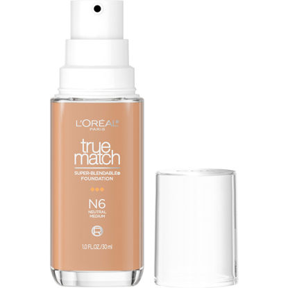 Picture of L’Oréal Paris True Match Super-Blendable Foundation, Medium Coverage Liquid Foundation Makeup with SPF 17, N6, Medium, 1 Fl Oz