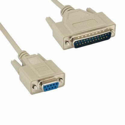 Picture of KENTEK 25 Feet FT DB9 Female to DB25 Male Null Modem Serial Printer Cable Adapter Cord 28 AWG F/M Molded D-SUB RS-232 Crossover 9 to 25 Pin for PC Mac Serial Device