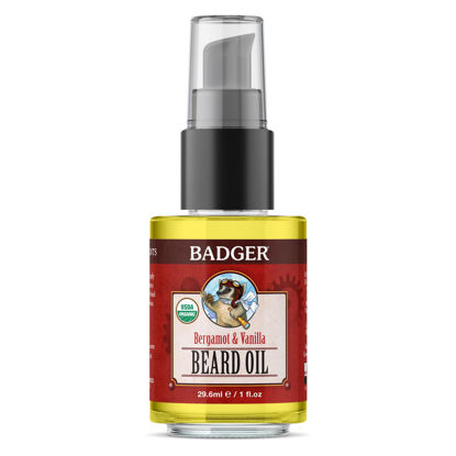 Picture of Badger - Beard Oil, Babassu & Jojoba, Certified Organic Beard Oil, Premium Beard Oil, Grooming Beard Oil, Beard Oil for Dry Skin, Beard Oil for Long Beards, Facial Hair Oil, 1 fl oz Glass Bottle