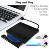 Picture of External DVD CD Drive, EKUIK USB 3.0 Portable CD DVD +/-RW Burner Drive Writer Player Laptop Desktop PC Win 10/8/7/XP Linux Mac OS (Black)