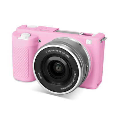 Picture of Rieibi ZVE10 Case, Soft Silicone Protective Case for Sony ZV-E10 ZVE10 Camera, Lightweight Rubber Cover for Sony Alpha ZVE10 - Pink