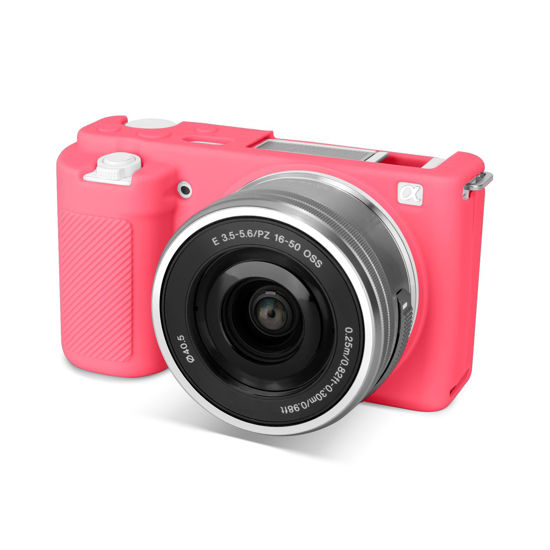 Picture of Rieibi ZVE10 Case, Soft Silicone Protective Case for Sony ZV-E10 ZVE10 Camera, Lightweight Rubber Cover for Sony Alpha ZVE10 - Rose Red